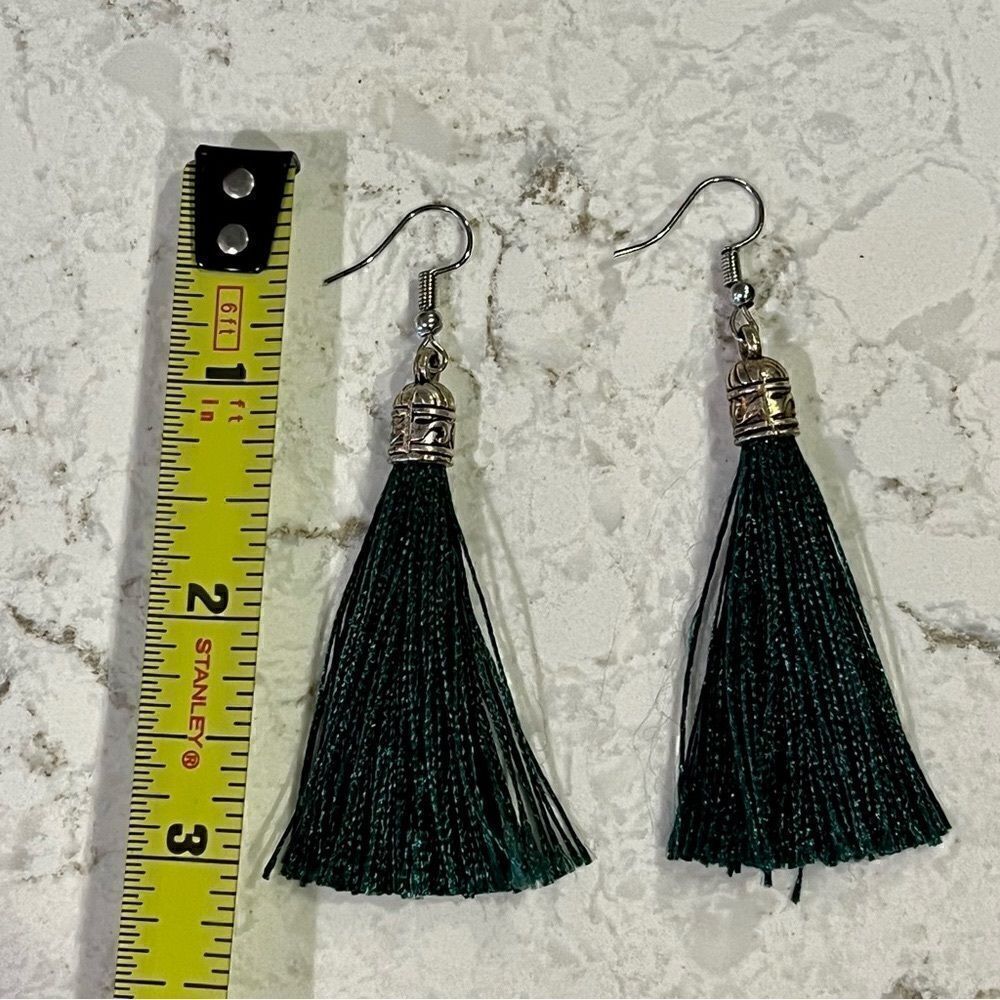 *3/$20* Green tassel earrings  - Picture 3 of 3